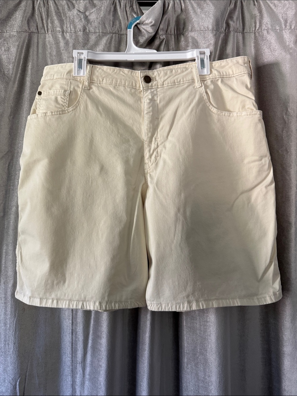 Pilcro Cream High-Rise Bermuda Shorts